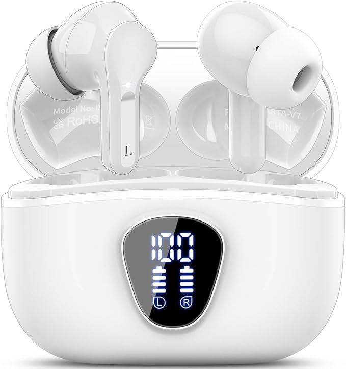 Wireless Earbuds, IP7 Waterproof in Ear Earphones, LED Display Ear buds by BESNOOW