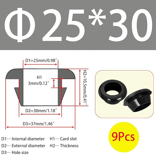 Qrity 9 PCS Rubber Grommets Cable Railing, Car Grommet, Cable Railing - Image 2