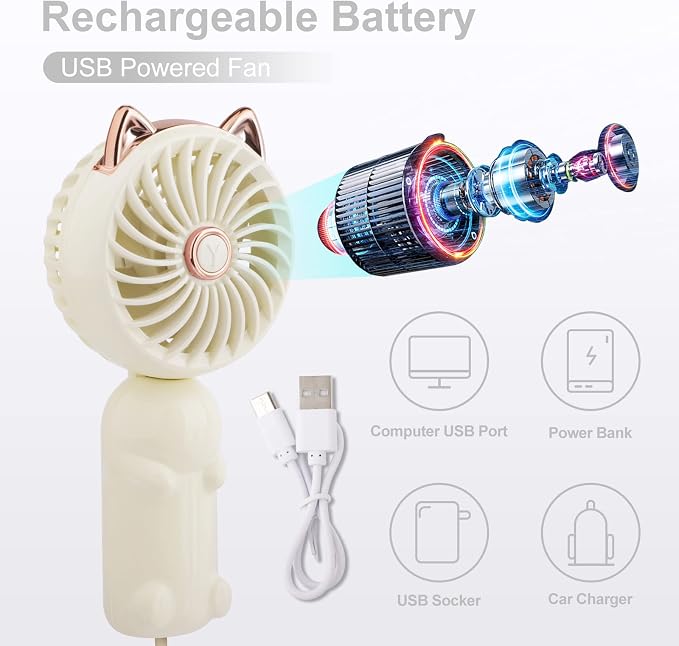 QearFun Handheld Lanyard Fan Portable, Mini Hand Held Fan - Image 4