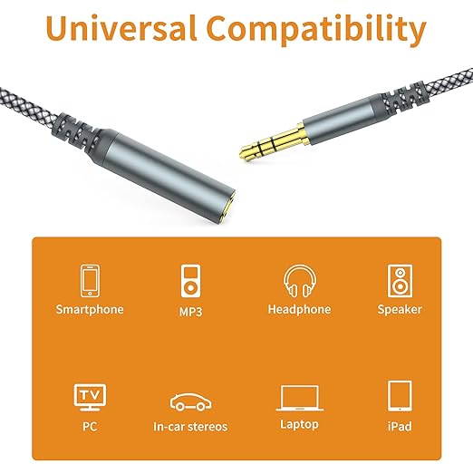 MCSPER Headphone Extension Cable, 3.5mm Extension AudioMale to Female Aux - Image 3
