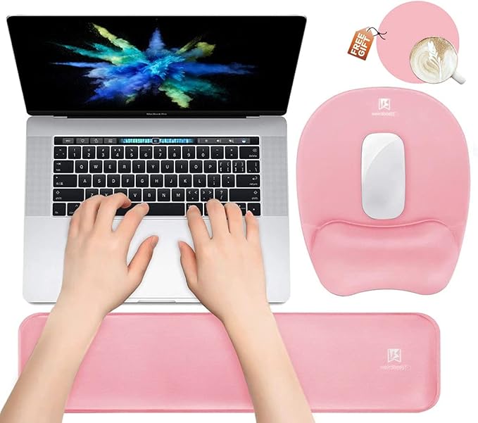 Memory Foam Set Wrist Rest Pad & Mouse Wrist Rest Support, Ergonomic Design by WBWEIRDBEAST