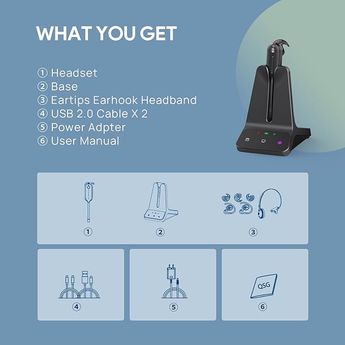 Yealink Wireless DECT Headset WH63 E2, Teams Certified, Single Ear Convertible - Image 8
