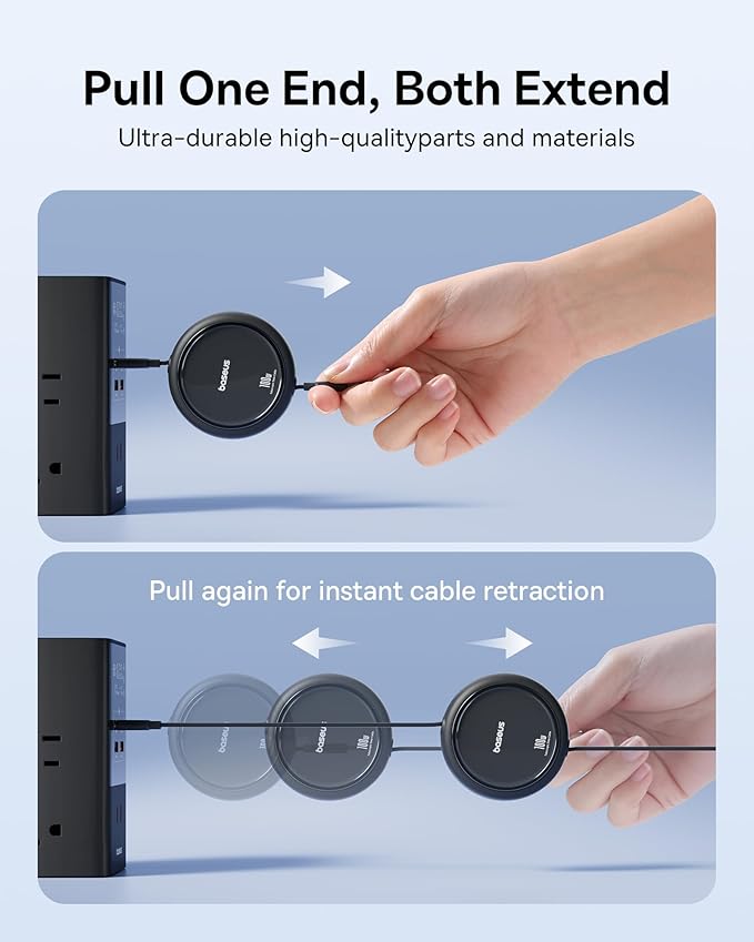 Baseus USB C to USB C Cable, 100W Retractable USB C 5A Fast Charging Cable - Image 3