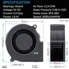 GDSTIME 7530 75mm x 75mm x 30mm 5V USB Blower Brushless Cooling Fan - Image 7