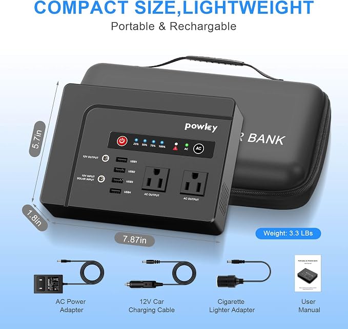 Powkey Portable Power Station 200W, 146Wh Portable Solar Generator Battery Pack - Image 6