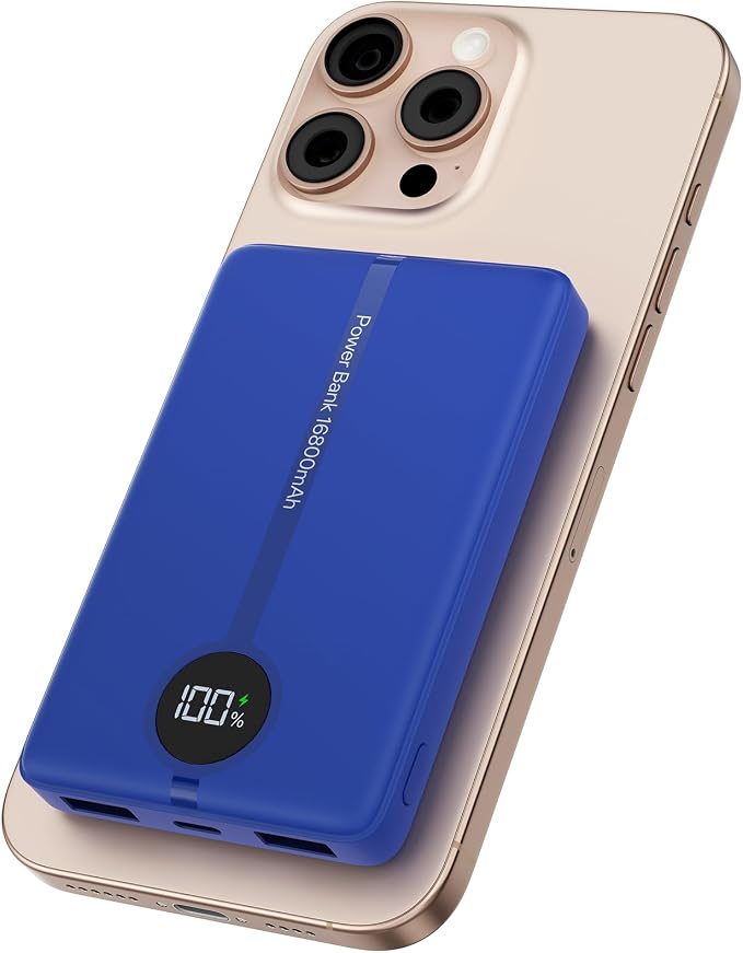 Magnetic Portable Charger, 16800mAh Wireless Power Bank, by Unknown