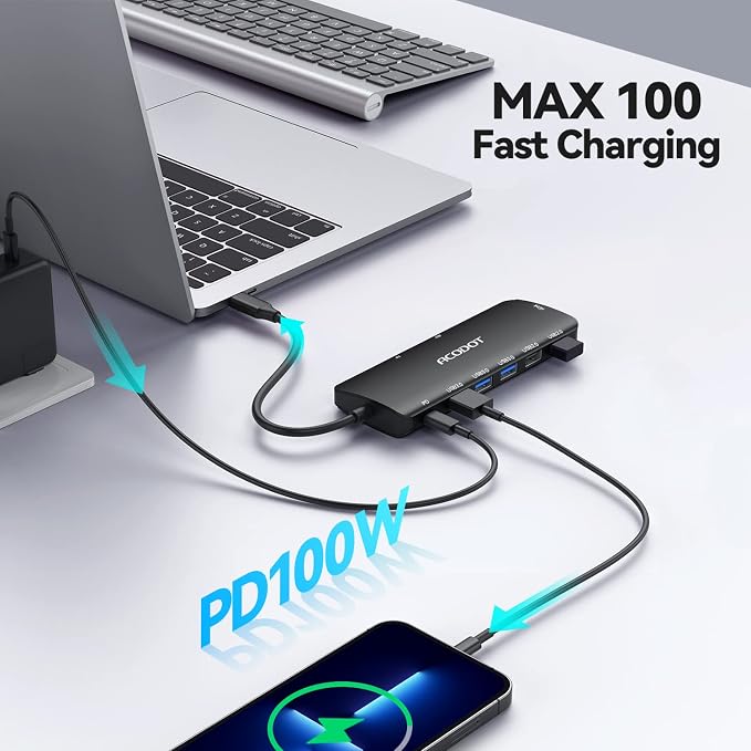 Acodot 9 in 1 USB C to 4K@60HZ HDMI Multiport Adapter, 3 USB 3.0 Ports - Image 6