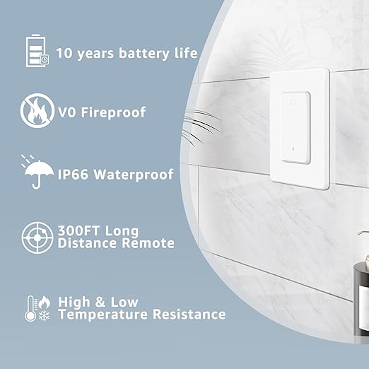 NineLeaf Wireless Light Switch and Receiver Kit, No Wiring Remote Control Wall - Image 8