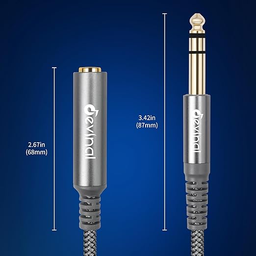 Devinal 1/4 inch Headphone Extension Cable, 6.35mm TRS Male to Female Stereo - Image 7