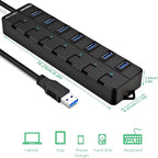 USB hub, 7 Port USB 3.0 Hub, VEMONT USB Splitter - Image 7