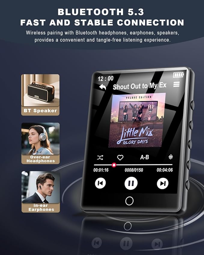 128GB MP3 Player with Bluetooth 5.3 Touch Screen 2.8-inch Digital Music Player - Image 2