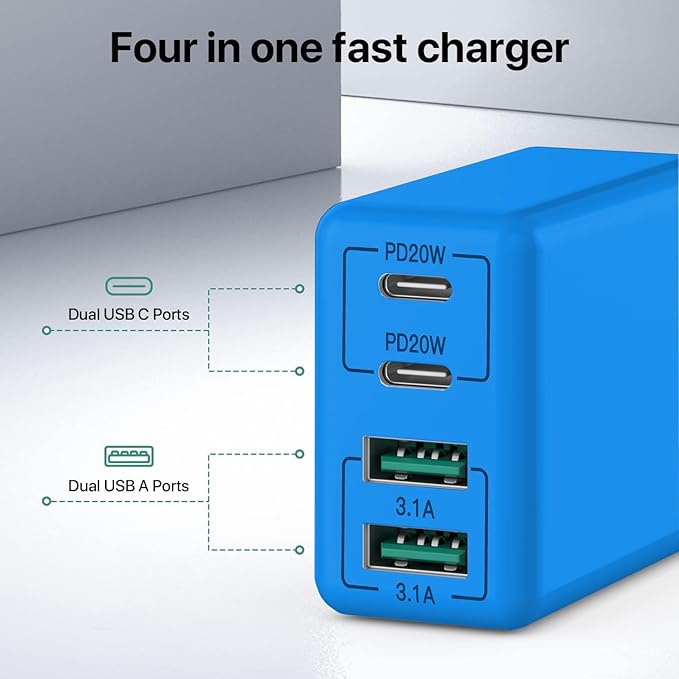 sccvee USB C Wall Charger, 40W 4-Port USB C Charger Block, Fast Charging Block - Image 4