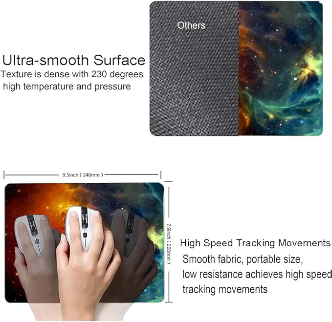 Mouse Pad, Galaxy Mouse Pad, Square Waterproof Mouse Pad Non-Slip Rubber Base - Image 3