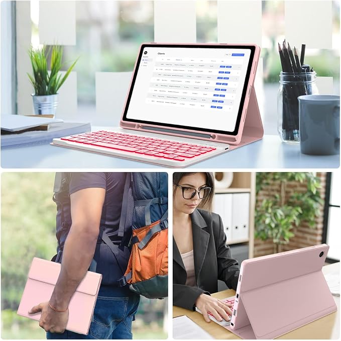 Galaxy Tab A9 Plus Case with Keyboard 5G 11 Inch 2023, 7 Color Backlit - Image 7