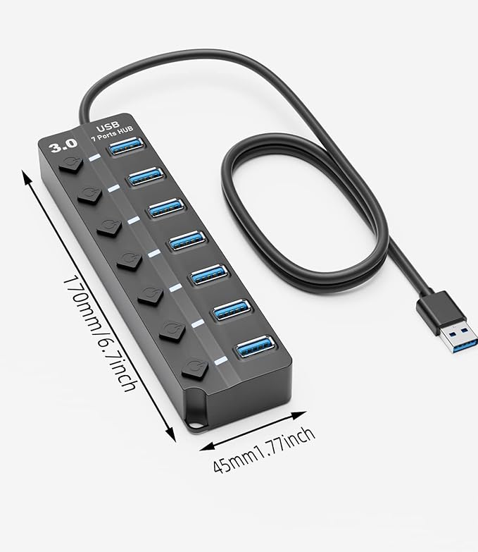 Eanetf USB 3.0 Hub, 7-Port - Image 2