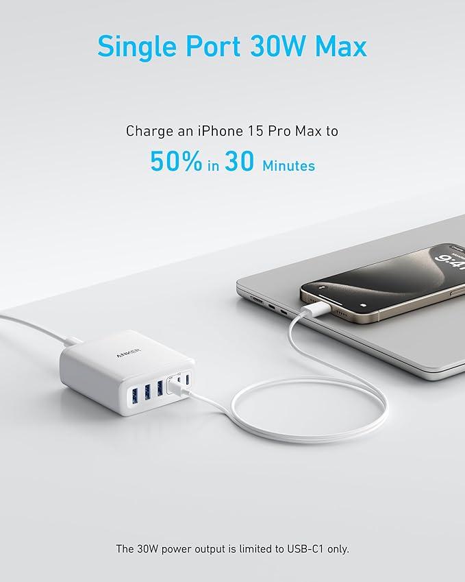 Anker Desktop Charger, Fast Charging USB C Charger, 112W Max 6-Port Charging - Image 3