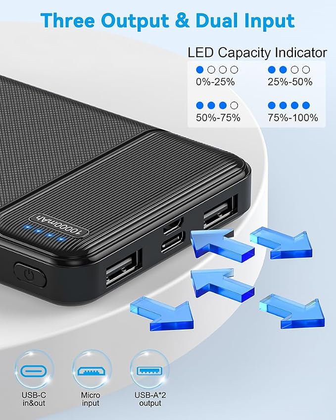 AsperX 2-Pack 10000mAh USB C Output Portable Charger Power Bank Fast Charging - Image 5