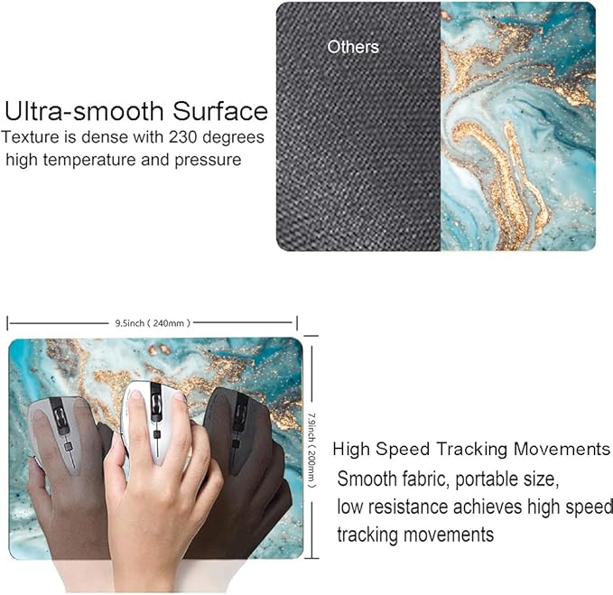 Mouse Pad, Marble Mouse Pad, Premium-Textured Mouse Mat Square Waterproof - Image 3