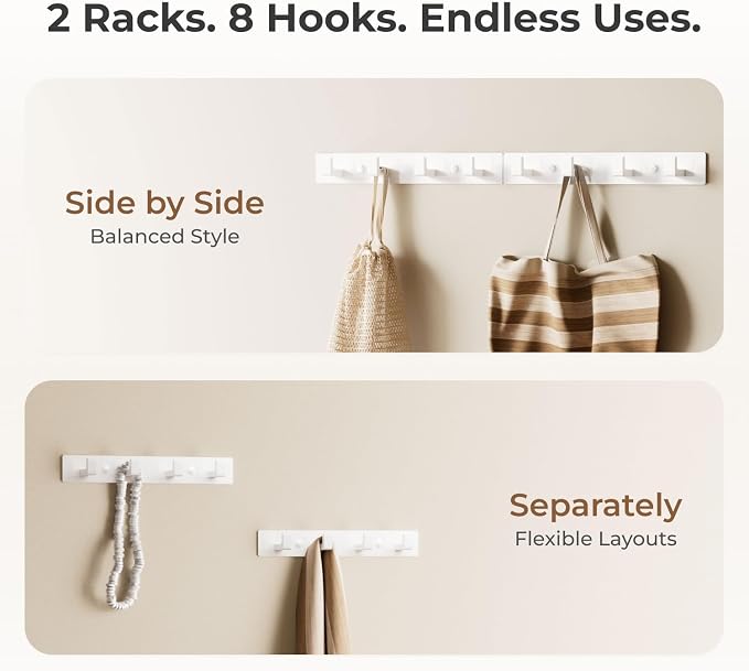 White Wall Mounted Coat Rack - Image 5