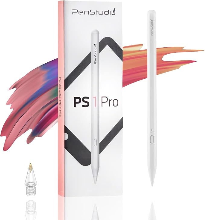 PS1-Pro Stylus Pen for Apple iPad 2018-2025｜Faster Charge Custom Shortcuts by Penstudio