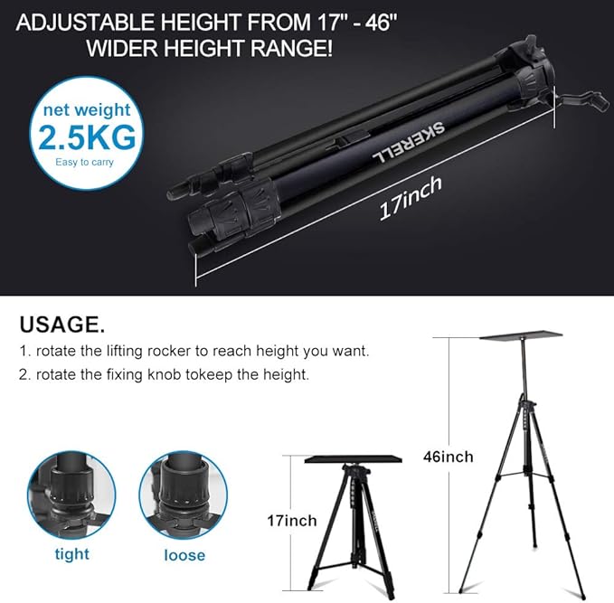 Portable Projector Stand Tripod Adjustable: Universal Laptop Standing Height - Image 5