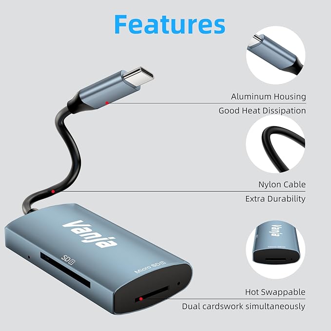 Vanja SD Card Reader USB C, High-Speed USB 3.0 Micro SD Card Adapter - Image 8