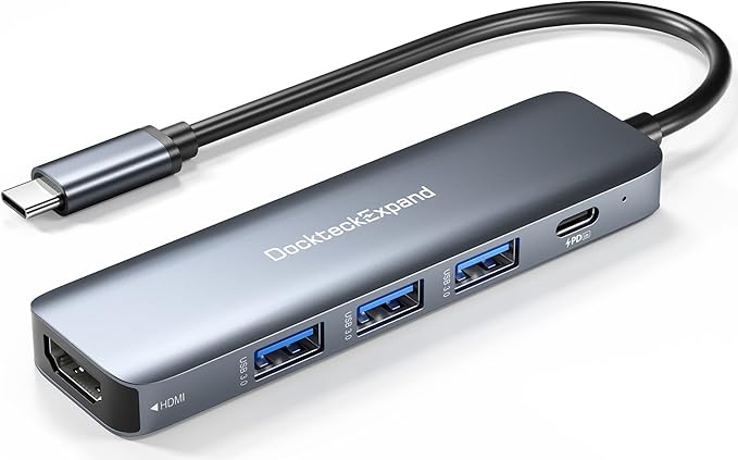 USB C HUB, DockteckExpand USB-C Multiport Adapter 5 in 1 by DockteckExpand