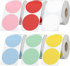 6 Rolls 2 Inch 6-Color Assorted Circle Direct Thermal Stickers Labels, by StickerTag