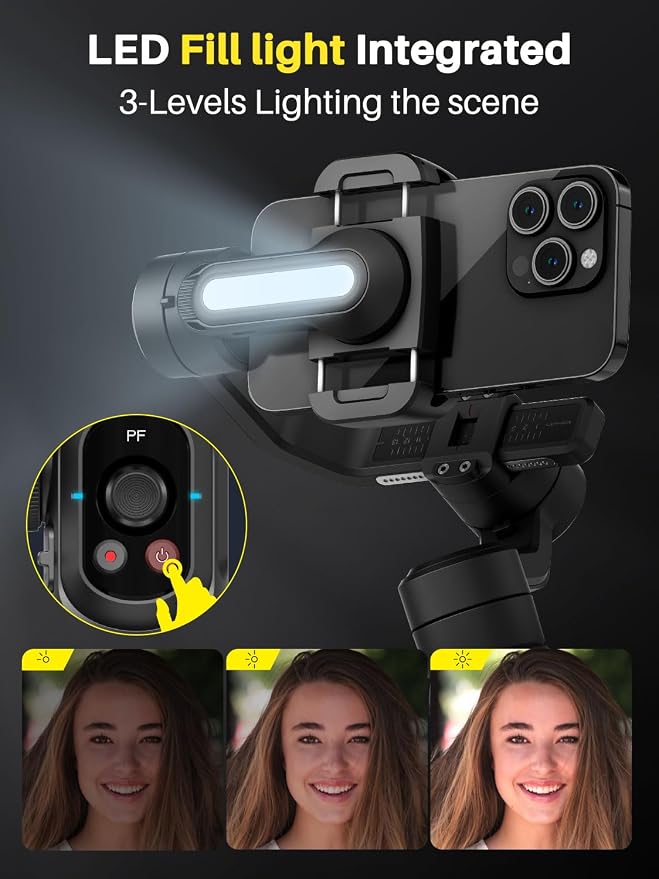 Professional Gimbal Stabilizer for Smartphone, Built-in 18CM Extension Rod and - Image 4