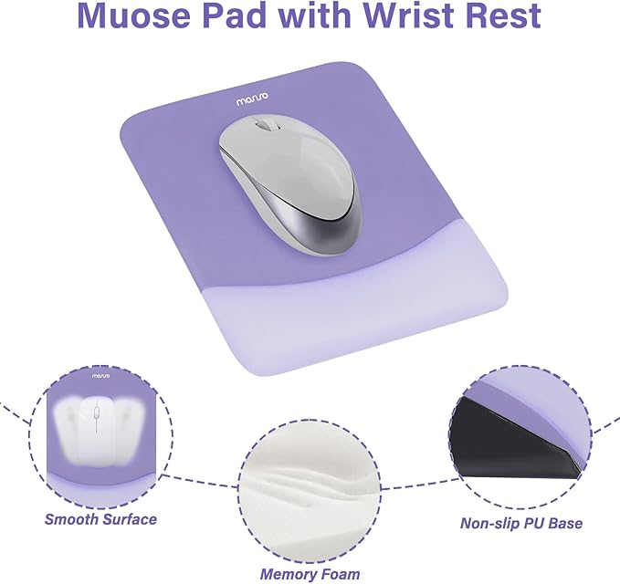 MOSISO Wrist Rest Support for Mouse Pad&Keyboard Set, Rectangular Ergonomic - Image 3