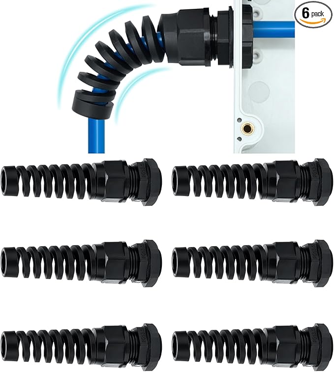 6 Pcs Waterproof Cable Gland, PG13.5 Thread, Made of PA66 Material, waterproof by Aandxmok