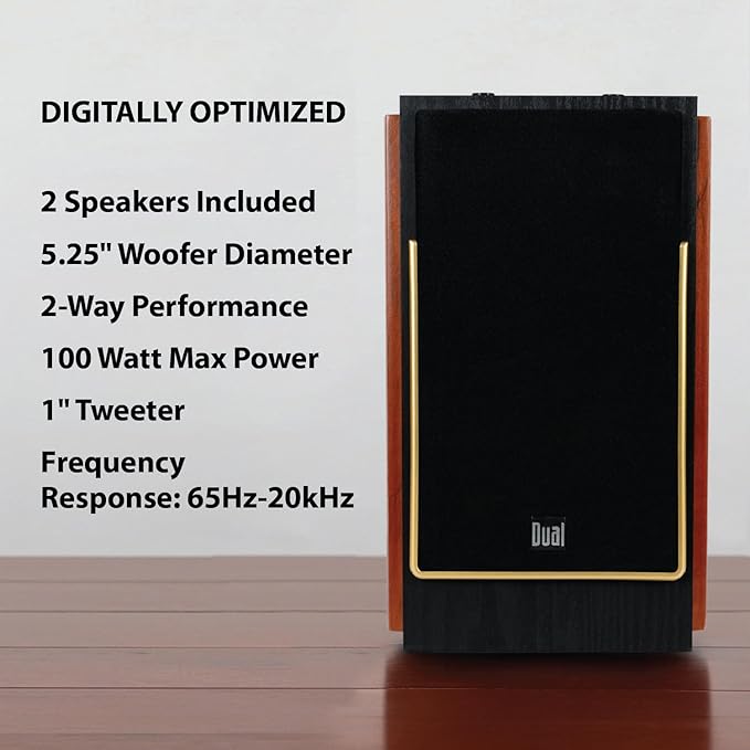 Dual Electronics LUHSL20B Cherrywood and Black 2-Way Bookshelf Speakers - Image 3