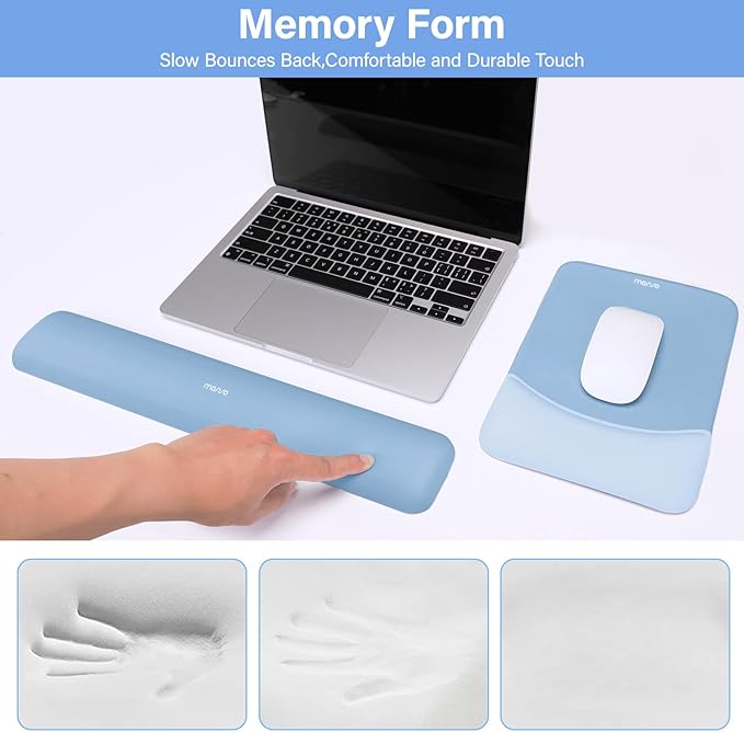 MOSISO Wrist Rest Support for Mouse Pad&Keyboard Set, Rectangular Ergonomic - Image 4