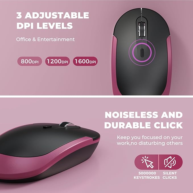 Wireless Keyboard and Mouse, Vssoplor 2.4GHz Rechargeable Compact Quiet - Image 5