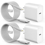 Fast iPhone Charger, Quick 10Foot USBC Wall Charger Phone Charge 2Pack 20W PD by ProTVSolutions