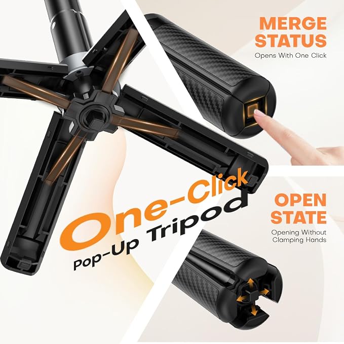 Mini Magnetic Selfie Stick, 360° Rotation Carbon Fiber Cell Phone Tripod - Image 5