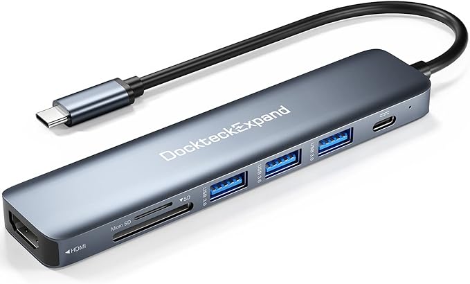 USB C Hub, DockteckExpand 7 in 1 USB-C Multiport Adapter by DockteckExpand