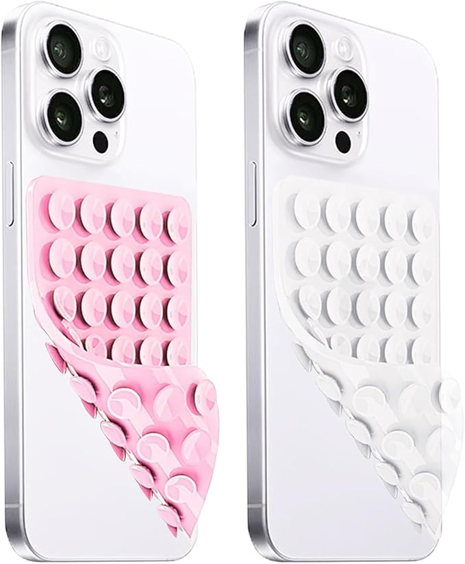 2 Pack Silicone Suction Cup Phone Case Mount Double Sided, Hands-Free Strong by LvShuLiangPin