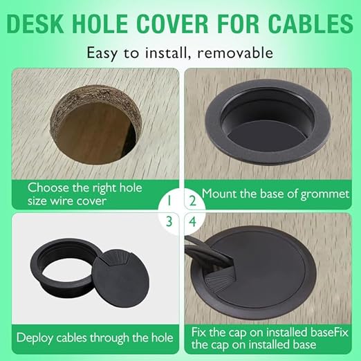10 Pcs Desk Grommet 2" / 50 mm, Desk Cord Hole Cover, Cable Grommet ABS Plastic - Image 4