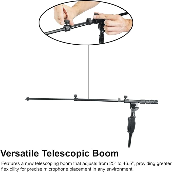 Rockville RVMIC3 V2 Portable Adjustable Tripod Boom Mic Stand - Image 7