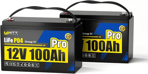 2Pack 12V 100Ah LiFePO4 Lithium Battery, BCI Group 31, Deep Cycle Up to 15000 by Wattcycle