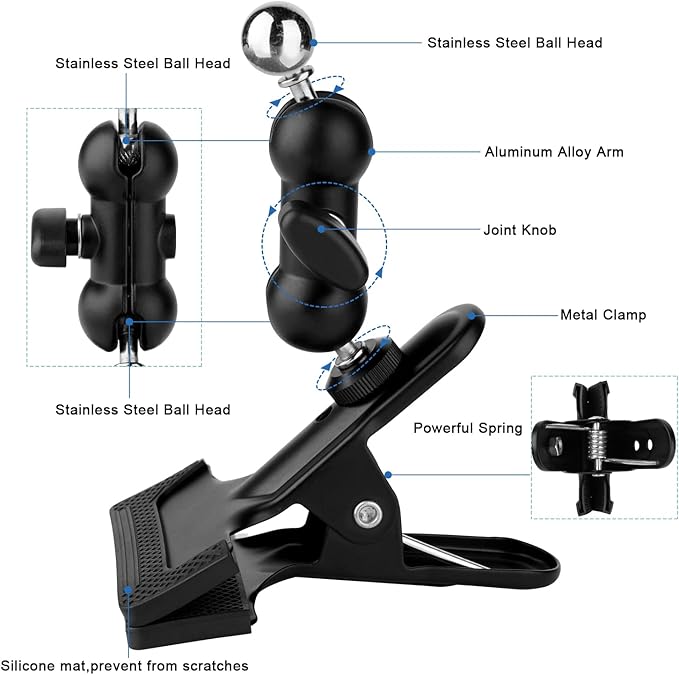Clamp Phone Stand Holder for Desk/Table/Glass/Baffle/Easel/Guitar Head - Image 3