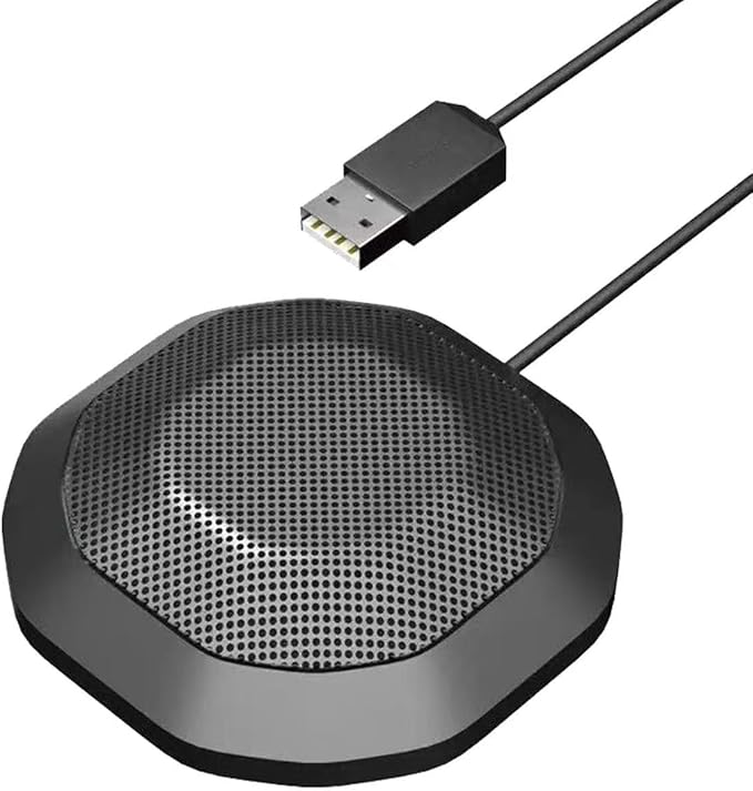 360° Computer Microphone for Desktop, USB Conference PC Mic, Noise-Canceling by AiooTisu