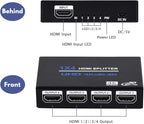 1x4 HDMI Splitter, 1 in 4 Out HDMI Splitter Audio Video Distributor Box Support - Image 4