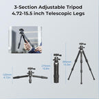SmallRig Carbon Fiber Mini Desktop Tripod, 15.5'' / 39.5cm Compact Pocket - Image 4