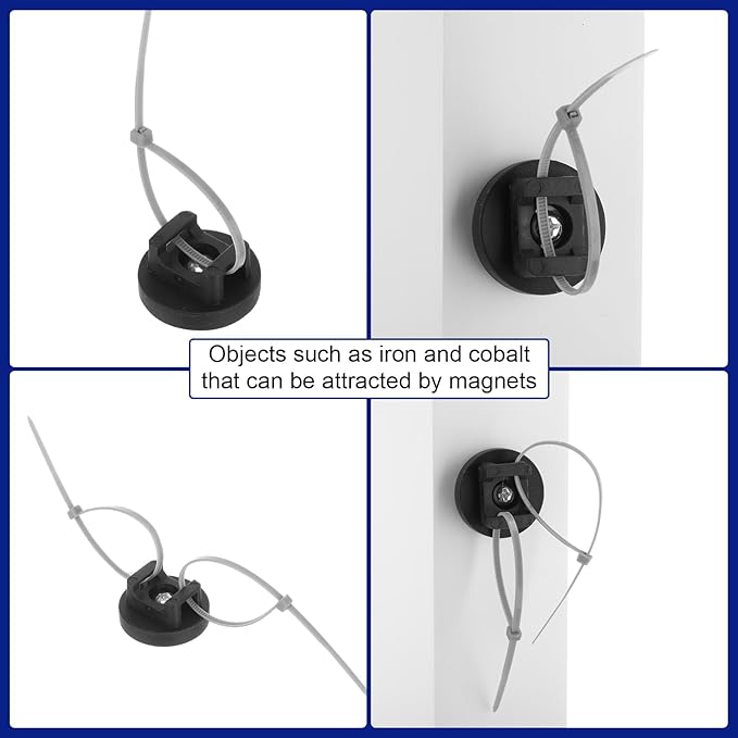 Yookeer 30 Pcs Magnetic Zip Tie Mount Base Black Magnetic Cable Clips Wire - Image 6