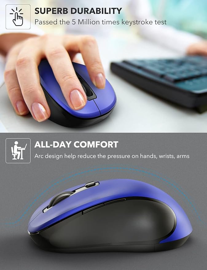 Trueque Wireless Mouse for Laptop, 2.4GHz Ergonomic Computer Mouse - Image 4