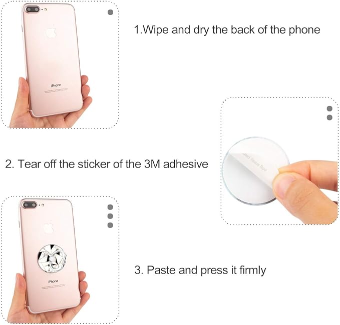 Bonoma Phone Ring Grip, 3 Pack Geometric Marble 360 Degree Rotation 180 Degree - Image 6