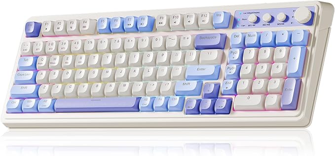 AULA 99 Key Keyboard, Tri-Mode Bluetooth/2.4GHz/USB-C Cute Creamy Gaming by AULA