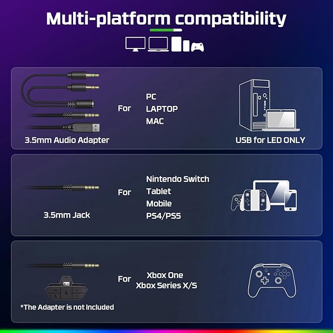 FC200 Foldable Gaming Headset for PS4, Switch - Image 8